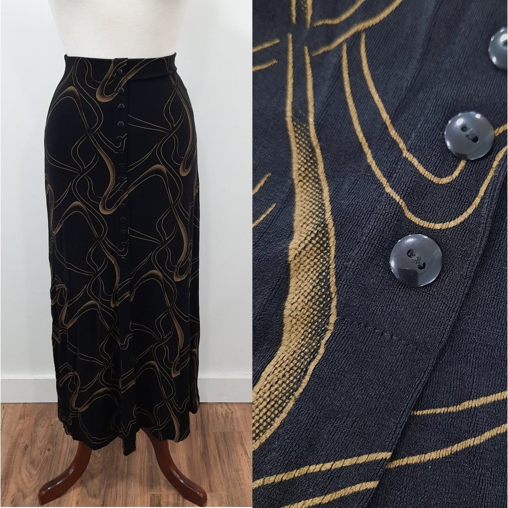 Vtg 90s slinky maxi button skirt - Susan Lawrence brand